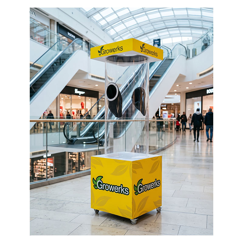 Branded twin lucky draw tower with two arm ports for rent in Singapore
